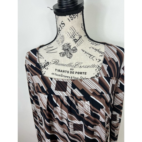 East 5th square neck patterned long sleeve Blouse - Picture 4 of 8